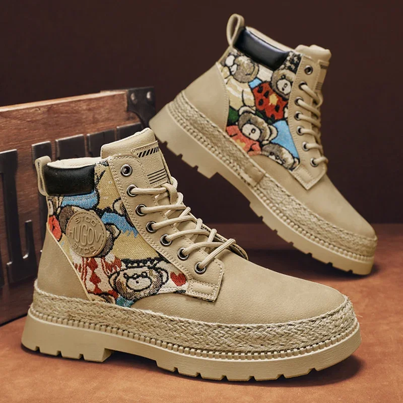 

Мужские ботинки, зимняя повседневная обувь, кожаная обувь на платформе, ковбойские ботинки челси, боевые тактические рабочие защитные дизайнерские роскошные кроссовки до щиколотки