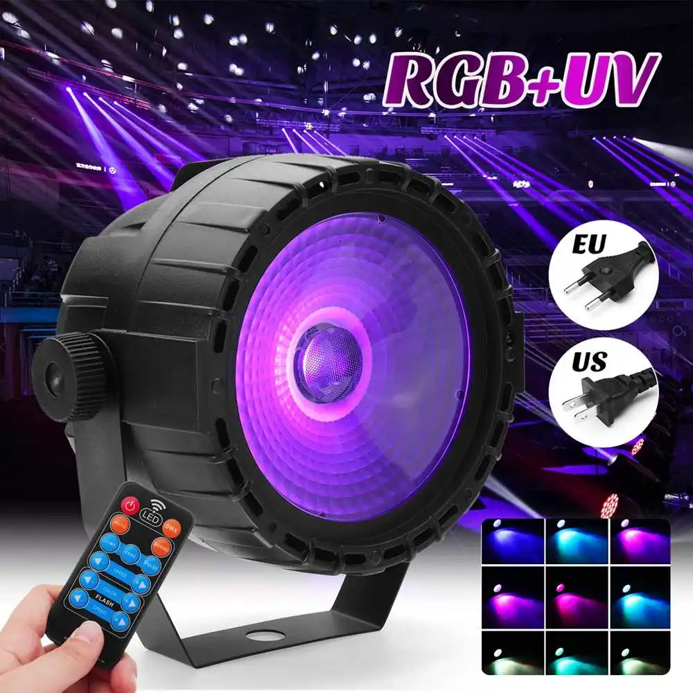 

30W RGB+UV LED Flat Par Light Mobile Plug With Remote Control For Family Birthday Party Theater Wedding Stage Lighting AC90-240V
