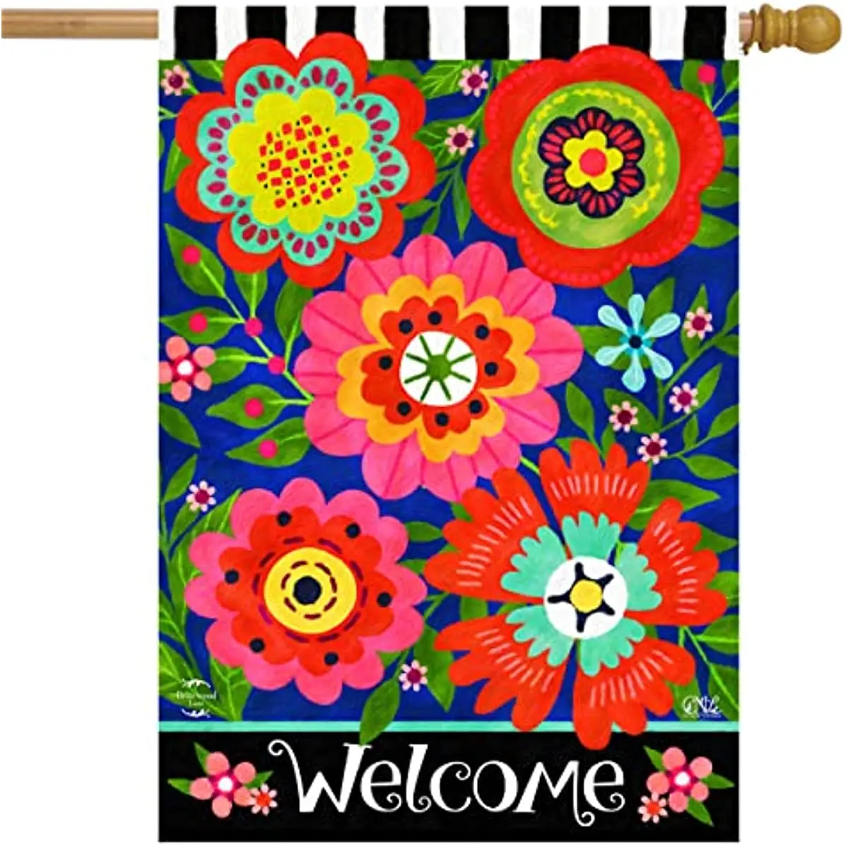 

Bright Blooms Spring House Flag Floral Primitive