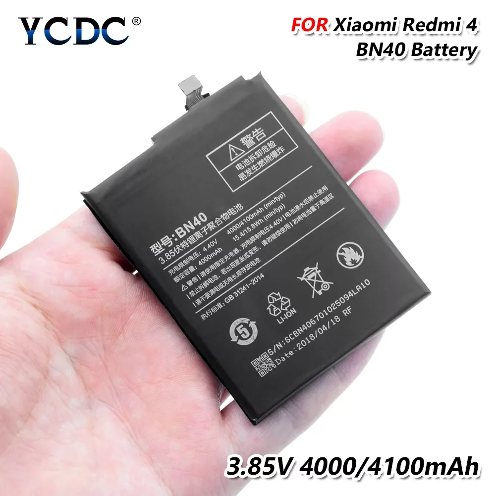 New in 4100mAh BN40 Lithium Li-polymer Mobile Phone Replacement Rechargeable Battery BN 40 BN-40 Battery For Xiaomi Redmi 4 Pro