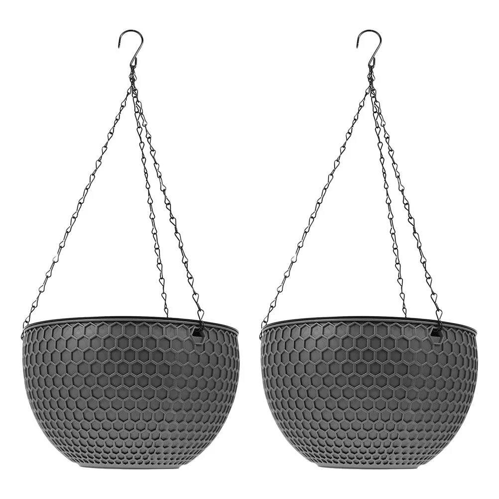 

2 Pcs Ledge Succulent Planters Round Hanging Flowerpot Decorative Basket Plants Plastic Garden Container