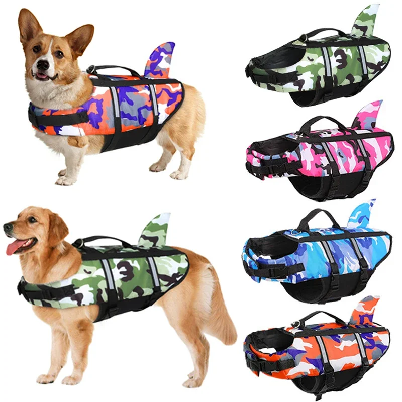 

Adjustable Pet Dog Life Jacket with Reflective Powerful Safety Puppy Vest with Rescue Handle High Buoyancy Dogs Life Preserver