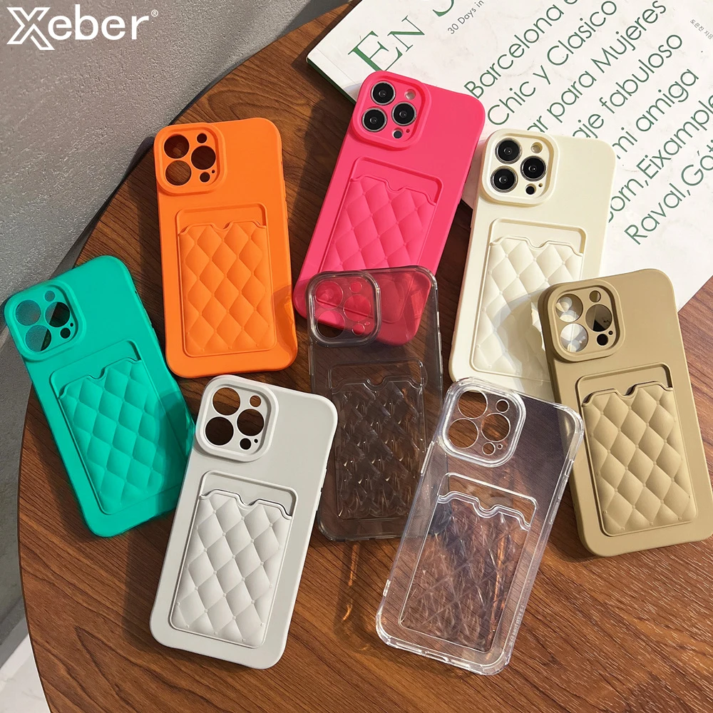 Модный чехол-бумажник с рисунком в виде ромбовидной решетки для iPhone 11 12 13 Pro Max XS X XR