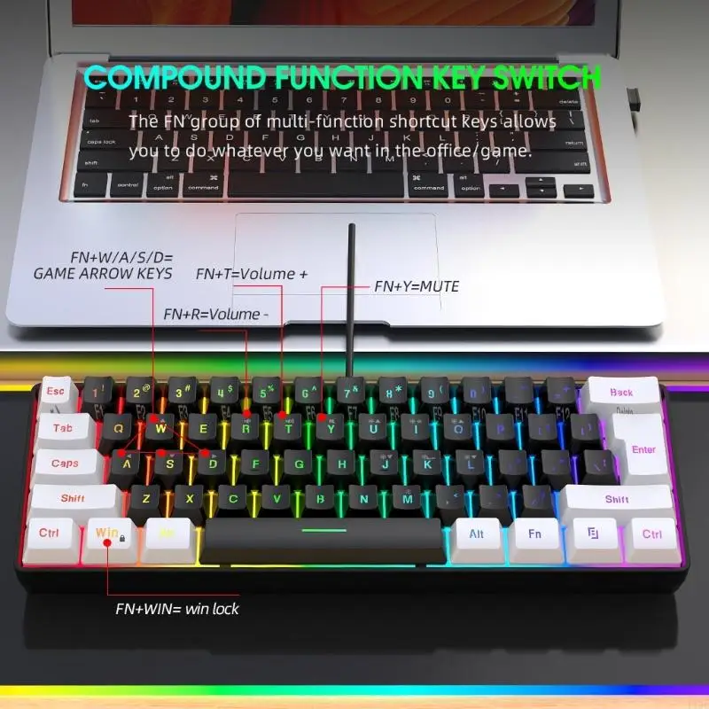 F19C Wire Keyboard Mouse Установите легкую установку для нескольких операционных систем