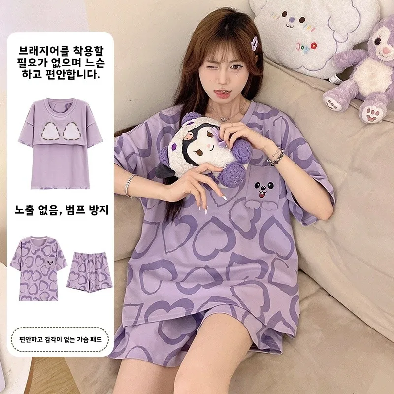 Женская пижама Дятел лето 2025 новинка с короткими рукавами студенческая можно