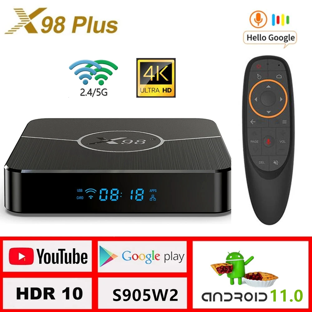 Купи ТВ-бокс X98 Plus Android 11 Amlogic S905W2 4G 64 ГБ Телевизионная приставка Dual Wifi BT5.0 Смарт-стример ТВ-бокс 4K H.265 HDR10+ Медиаплеер за 1,787 рублей в магазине AliExpress