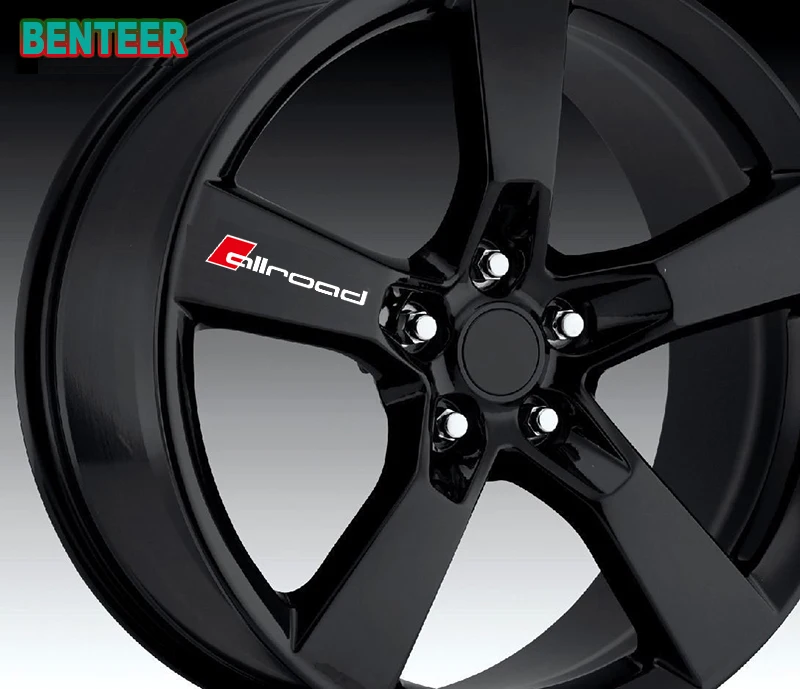 

4 шт., автомобильные наклейки на колеса Allroad для Audi sline A4 B5 B6 B7 B8 A3 8P 8V 8L A5 A6 C6 C5 C7 A1 A7 A8 Q2 Q3 Q5 Q7 TT RS