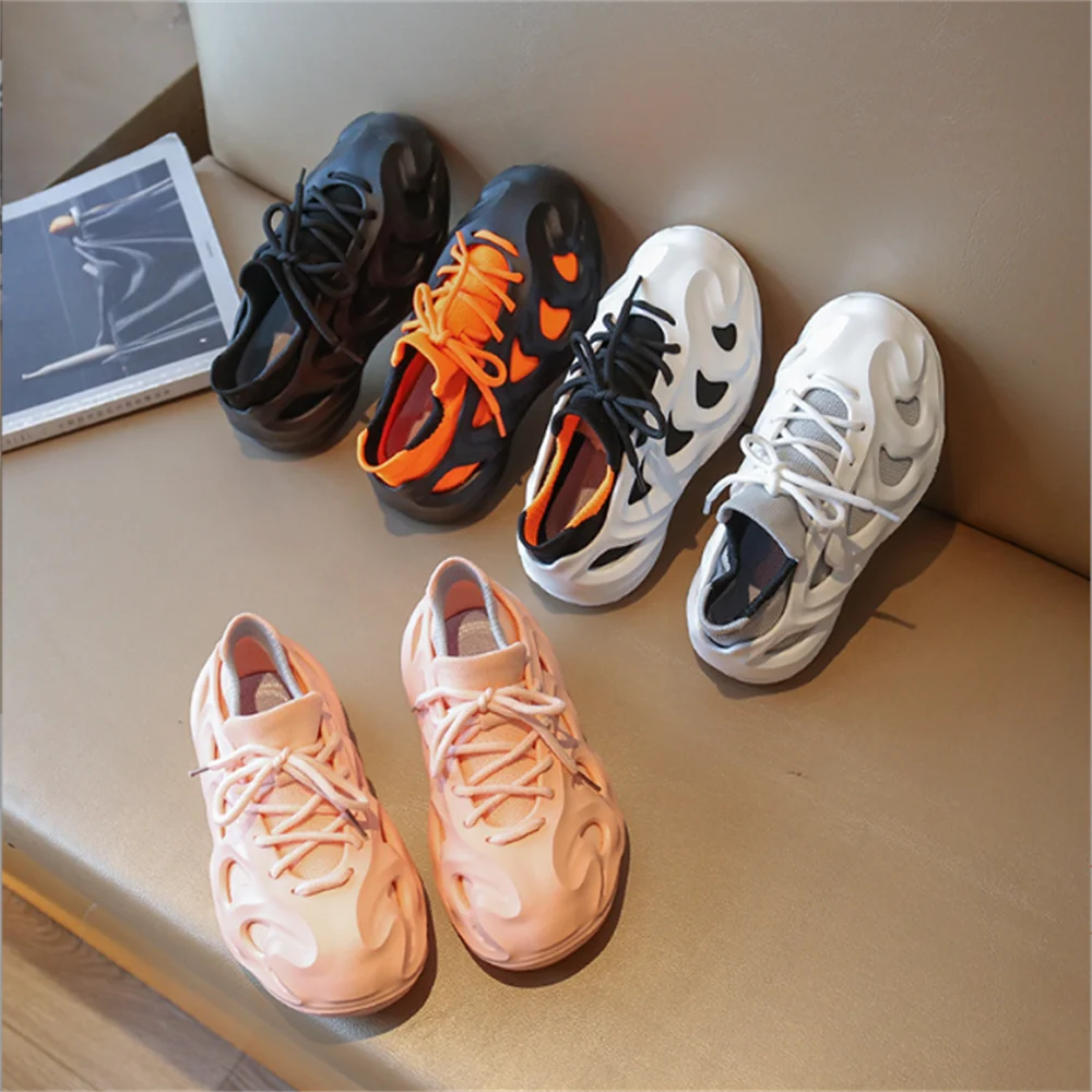 

2023 Summer Children Casual Shoes Breathable Knitting Running Sneakers Hollow Out Boys Girls Fashion Sport Shoes for Boy Kids