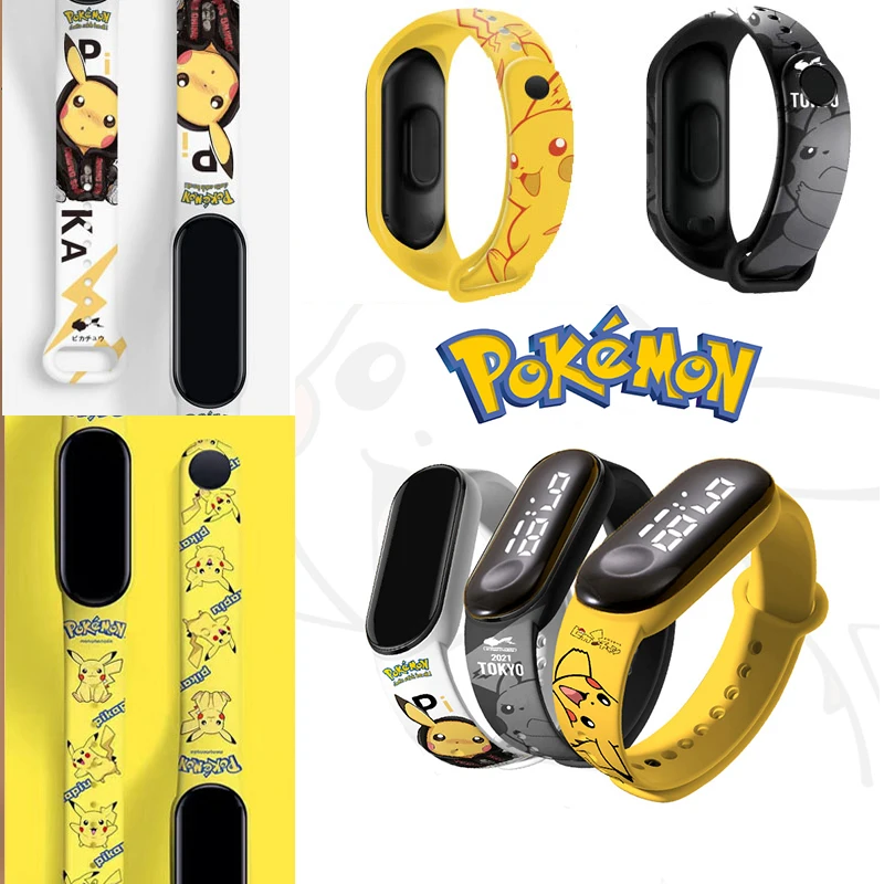 

New Pokemon Pikachu led electronic watch animation cartoon digital bracelet sports waterproof watch Christmas gift
