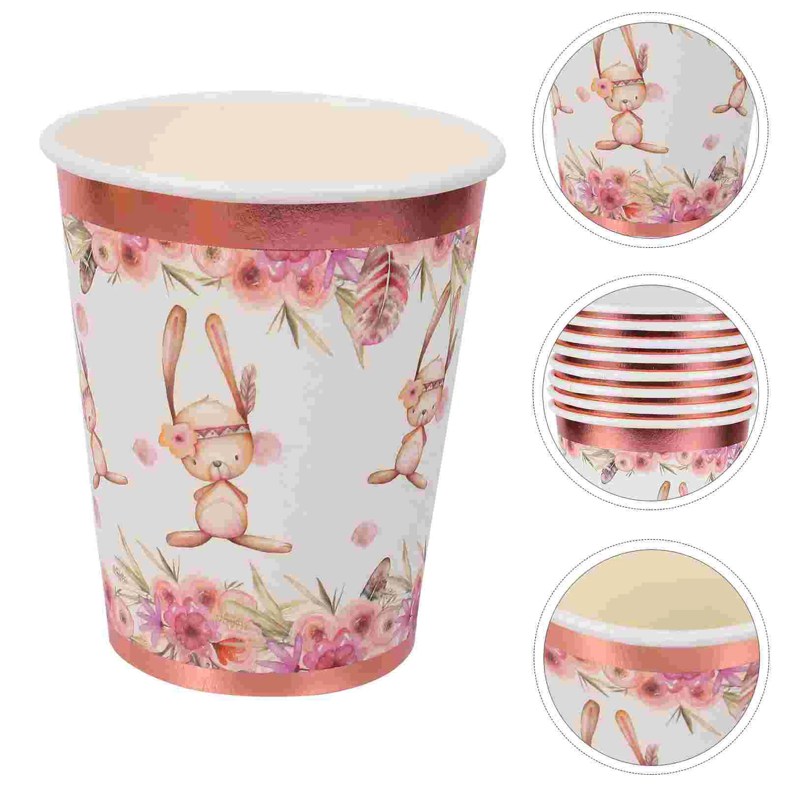 

4 набора/32 шт. одноразовые бронзовые креативные бумажные чашки для вечерние Пасхальная посуда для вечерние бумажные чашки для питья