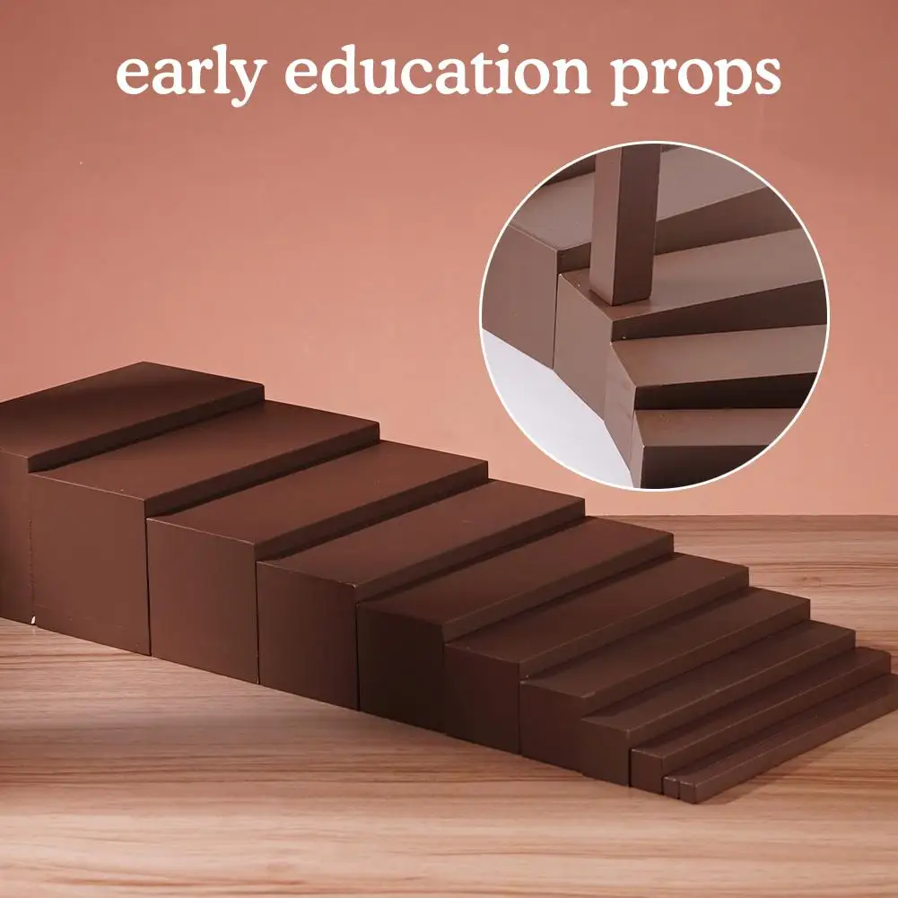 

Montessori Materials Wooden Mathematics Toys Brown 0.7-7CM Small Early Width Toy Size Stairs Children Maths S5G2