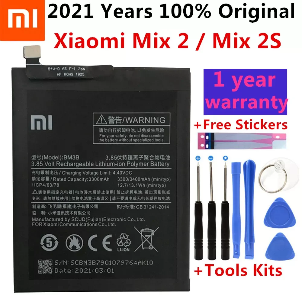 

100% Original Original Replacement Battery BM3B For Xiaomi MIX 2 2S 3300mAh High Capacity Phone Batteries Free Tools