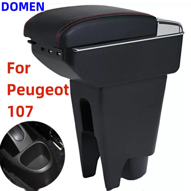 

New For Peugeot 107 Citroen C1 Toyota Aygo BJ armrest box central Store content box car-styling decoration With cup holder USB