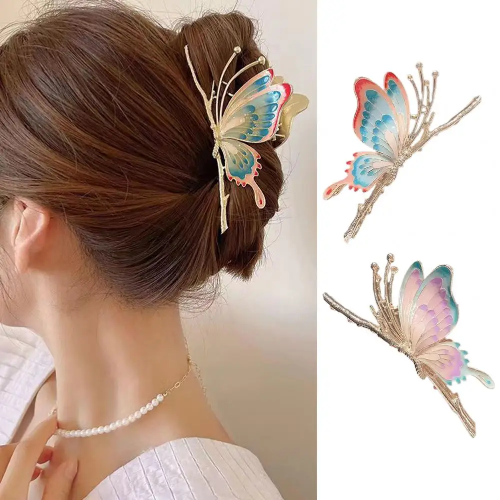 

Butterfly Hair Claw Clip Metal Nonslip Hair Barrettes For Thick Long Hair Curly Hair Fashionable Strong Hold Hair Clamp