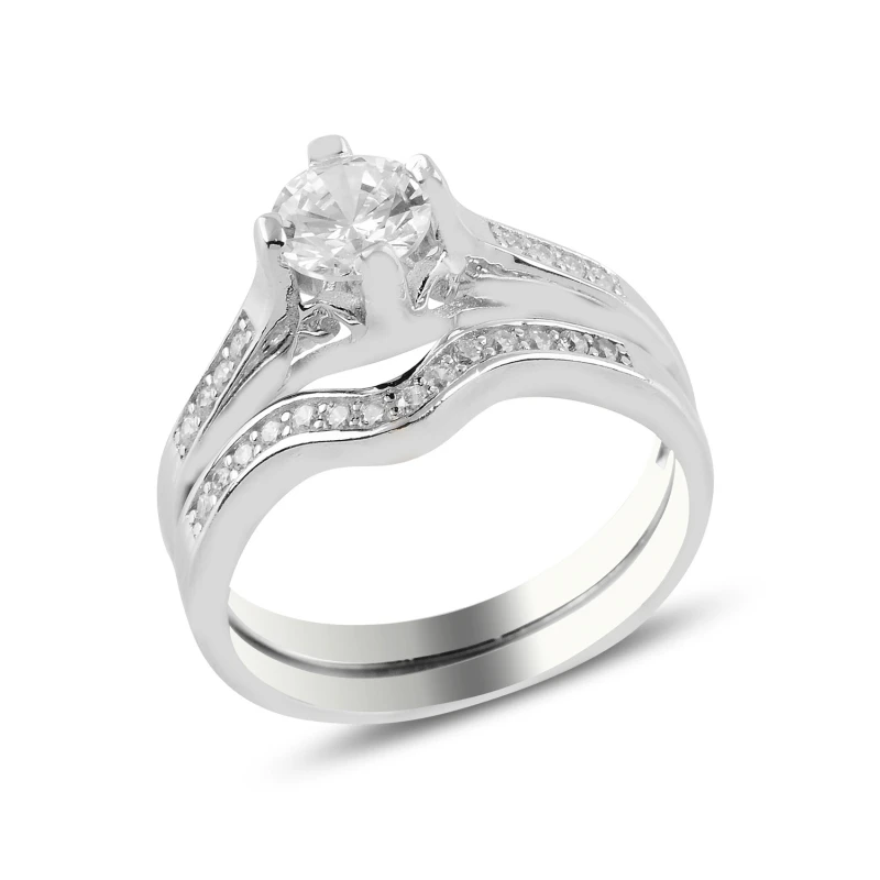 

Silver 925 Sterling Zircon Dual Yarımtur Engagement Ring
