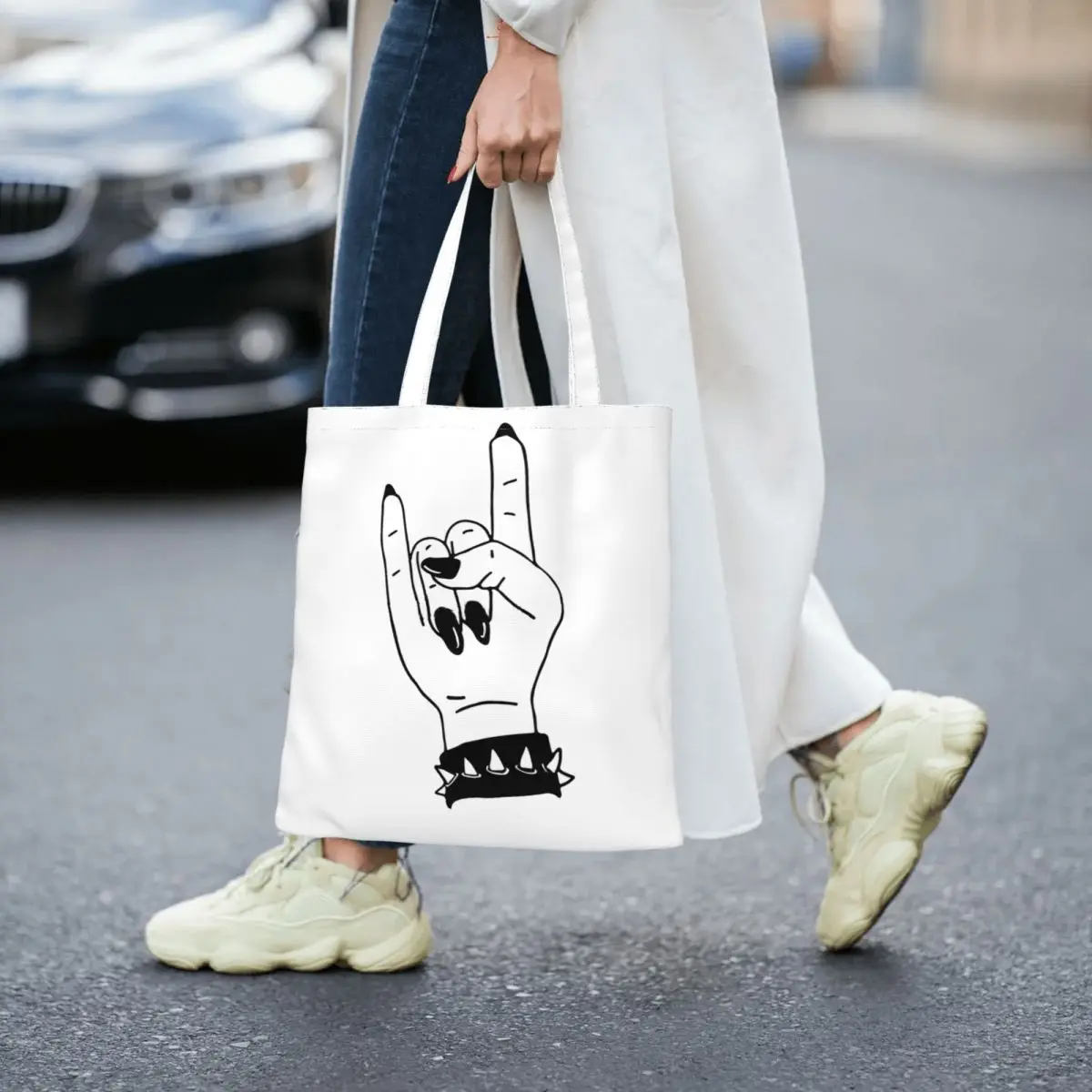 

Rock Hand Black Nails Women Totes canvas handbag canvas shopping bag