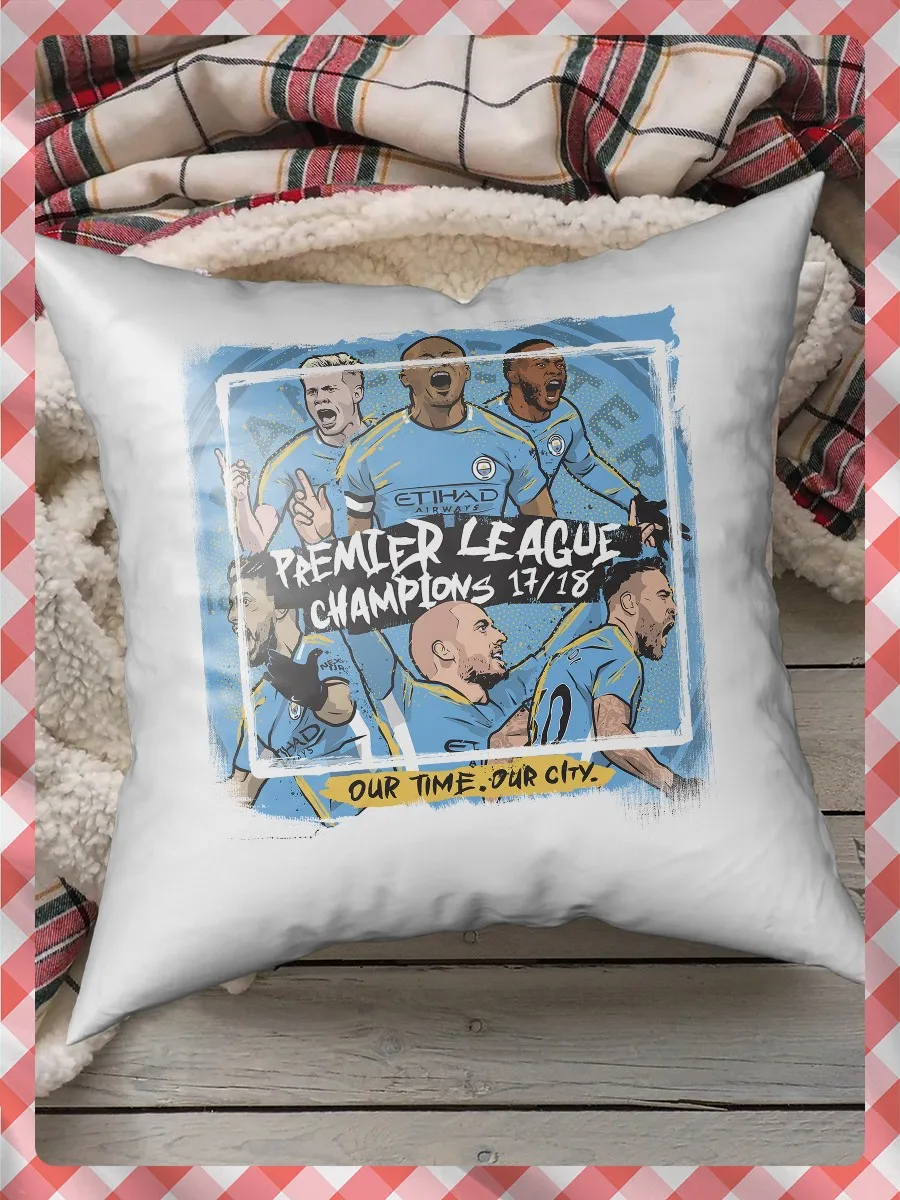 Подушка для сна декоративная с принтом Манчестер Сити (Manchester City футбол