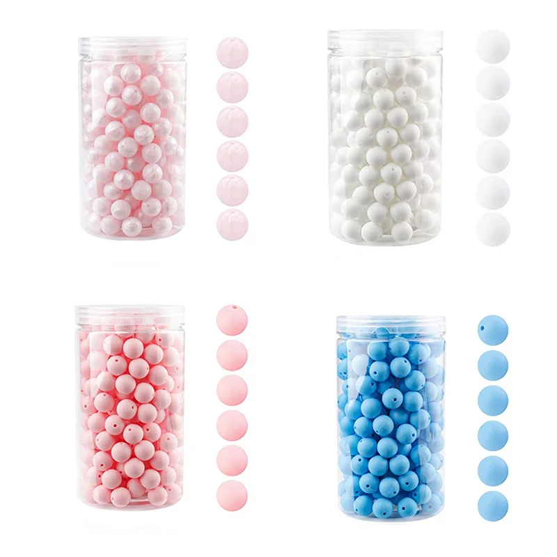 

105Pcs Silicone Beads, 15Mm Bulk Round Silicone Beads Loose Beads For Necklace Bracelet Lanyard Keychain Making