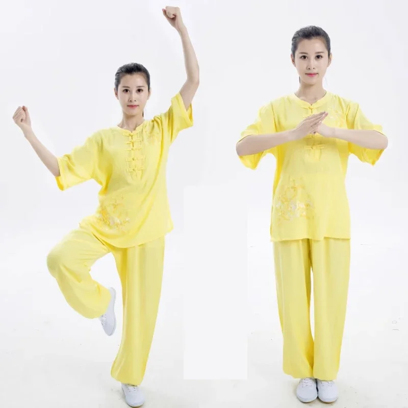 Традиционная китайская одежда женский новый летний костюм для тай-чи с короткими