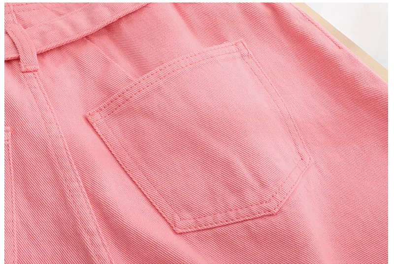 Female Casual Sweet Summer Short Jeans Women's Denim Shorts Classic Vintage High Waist Pink White Wide Leg Bandage Lady Clothing