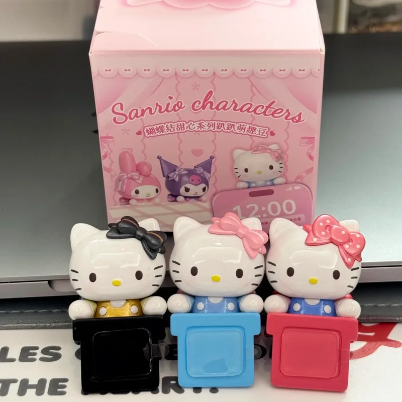 Фото Sanrio Kuromi My Melody Bow Sweetheart Papa Series слепая коробка для настольного мобильного телефона, декоративные украшения, коллекция аниме-фигурок №4