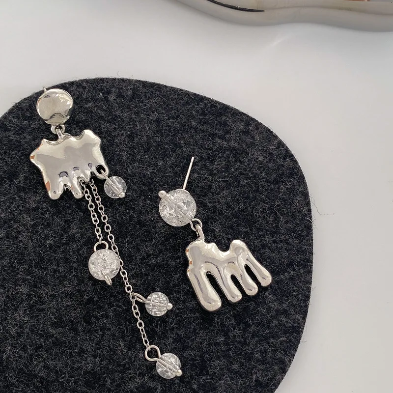 

Personality Fashion Geometric Irregular Hip hop Drop Dangle Earrings for Women Novelty Metal Silver Color Earrings Jewelry