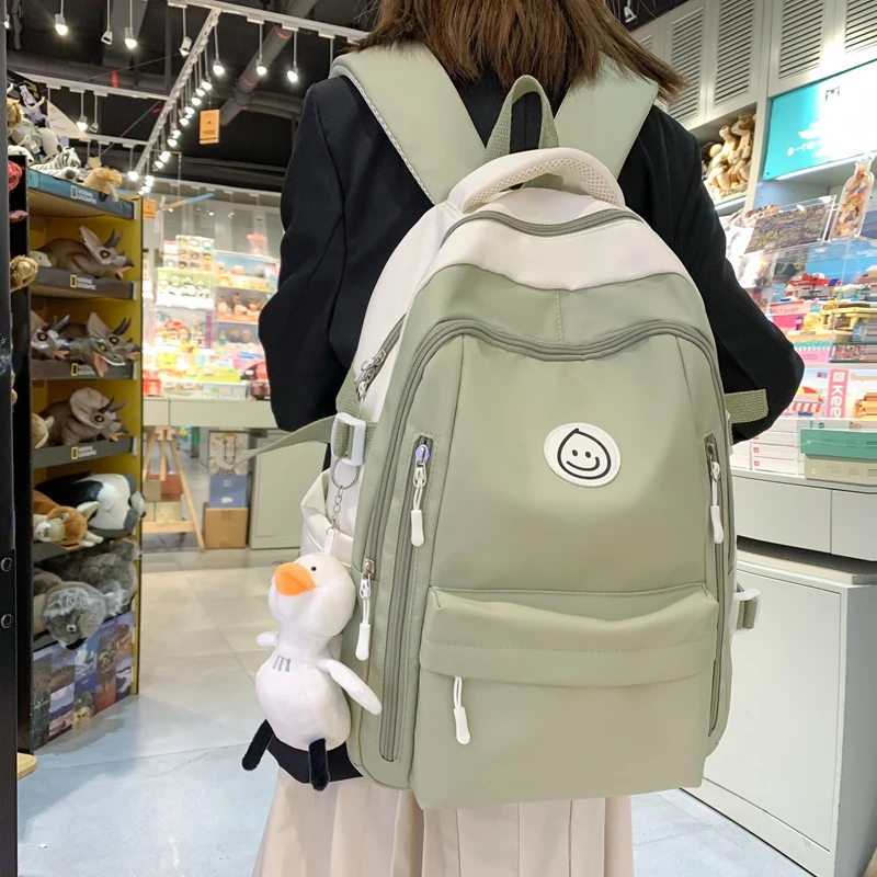 

Модный однотонный школьный ранец для девочек-подростков, студенческий модный дорожный женский рюкзак для ноутбука, милый женский дорожный портфель