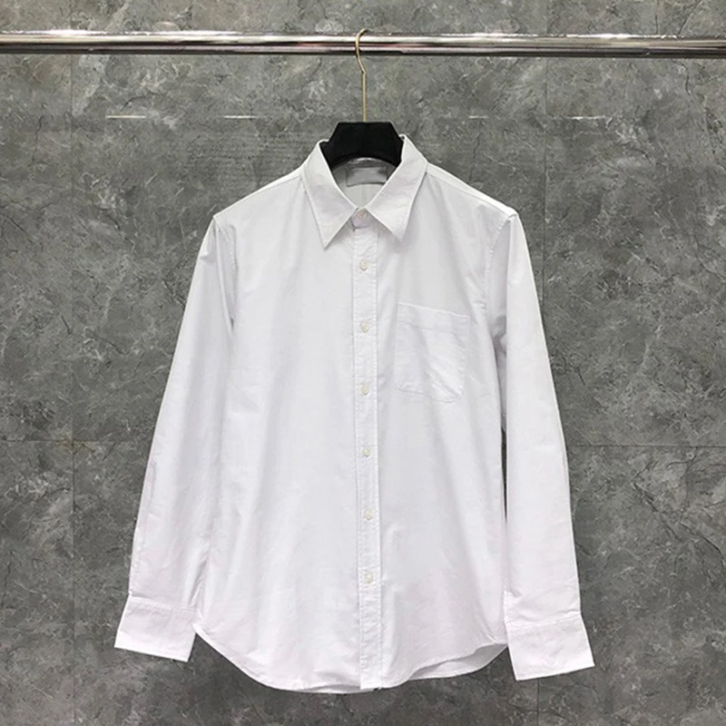 TB THOM Men's Regular-Fit Long-Sleeve Back Striped Oxford Shirt Oversized Fashion Brand Long Sleeve Elegant Mujer Tops TB Shirts