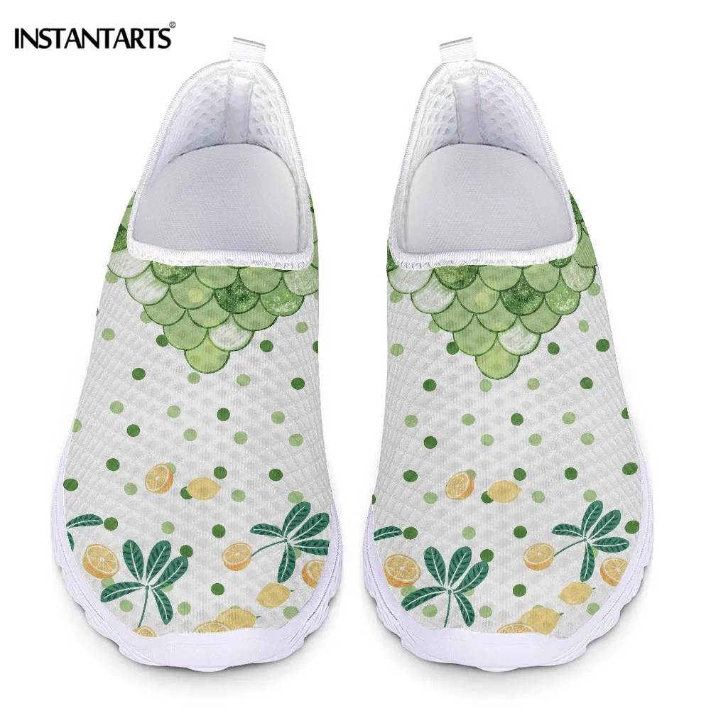 

INSTANTARTS Green Mermaid Pattern Female Flat Shoes Summer Light Mesh Slip-on Nursing Sandals for Women Girls Footwear 2022
