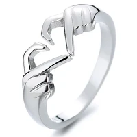 romantic heart hand hug fashion ring for women couple jewelry silver color punk gesture wedding men finger accessories gifts
