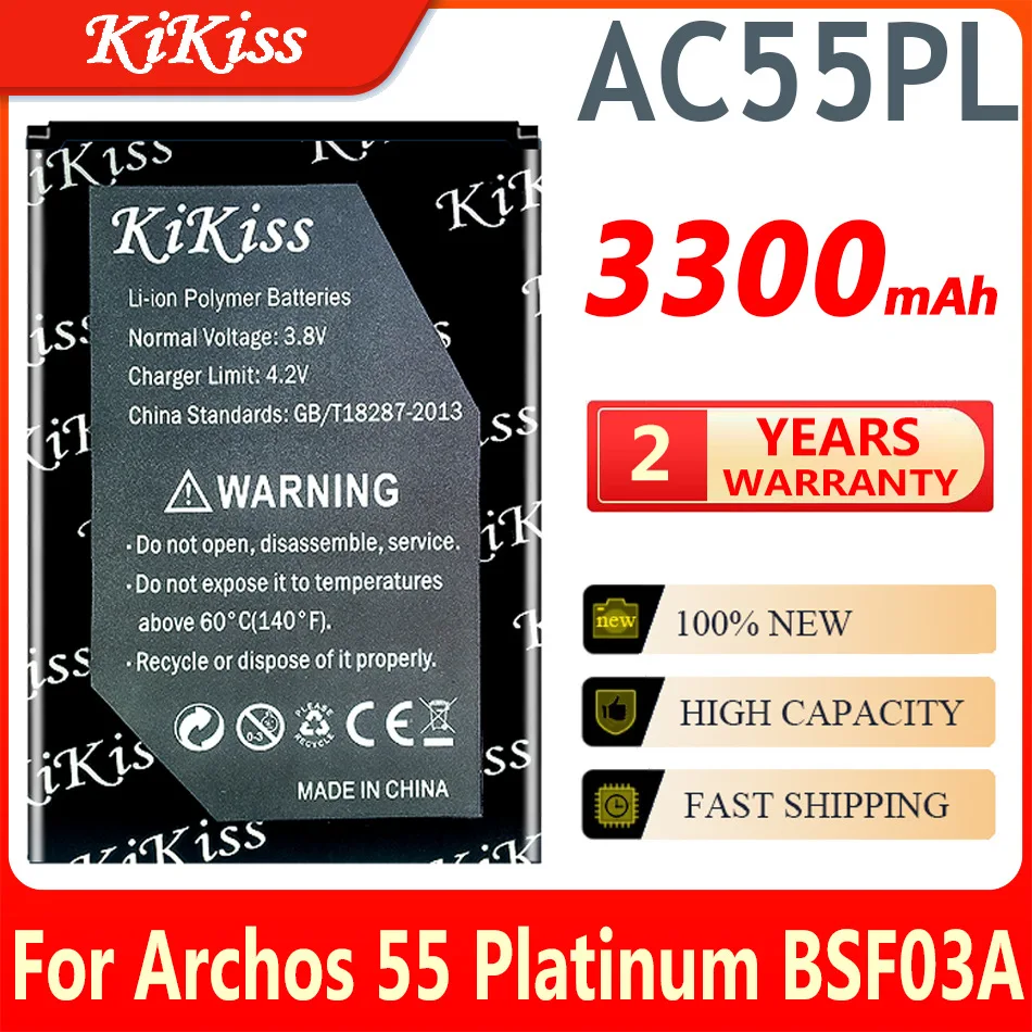 

Аккумулятор kichos Kiss AC55PL на 3300 мАч для Archos 55 Platinum BSF03A, аккумуляторы большой емкости