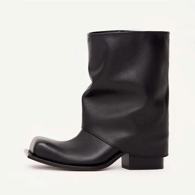 Arden Furtado/2024 зимние ботильоны на квадратном каблуке с большим квадратным носком и