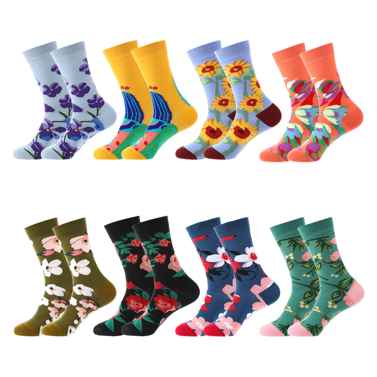 

FFHYHI Socks for Women Men Fall Winter Casual Novelty Flower Cotton Mid Sock