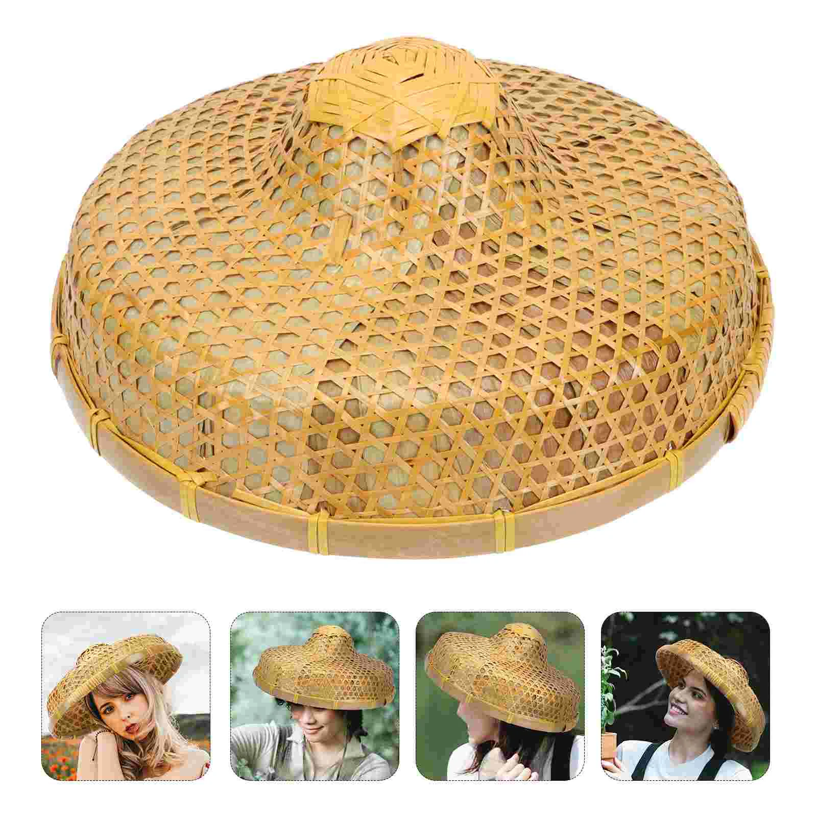 

Chinese Farmer Hat Rustic Sun Bamboo Rain Hats Kids UV Protection Fisherman Sunshade Fishing Rice Wide Straw Conical