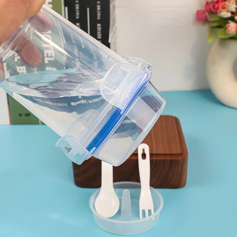 Чашка для салата с фруктами и йогуртами завтрака крышкой ложкой-вилкой