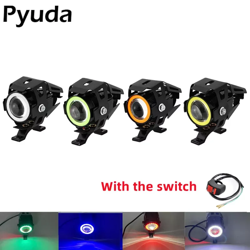

NEW2023 2pcs Motorcycle LED Headlight Driving Moto Spotlight U7 MINI Fog Spot Head Light Angel Eye Devil Eye Motorcycle Accessor