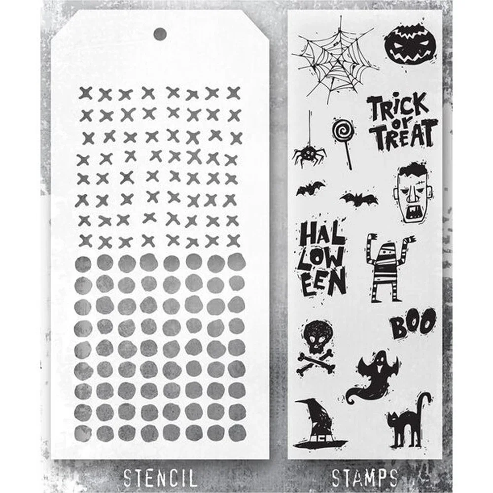 Новинка 2022 Ретро Хэллоуин скелет тыква узор прозрачные штампы трафарет для