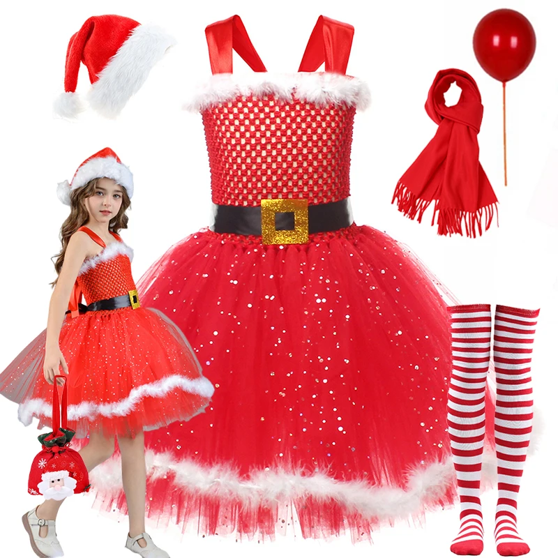 Сетчатое рождественское платье для девочек