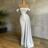 elegant prom dress long off shoulder sleeveless mermaid prom gown 2022 draped pleat backless modern fromal wedding party dresses