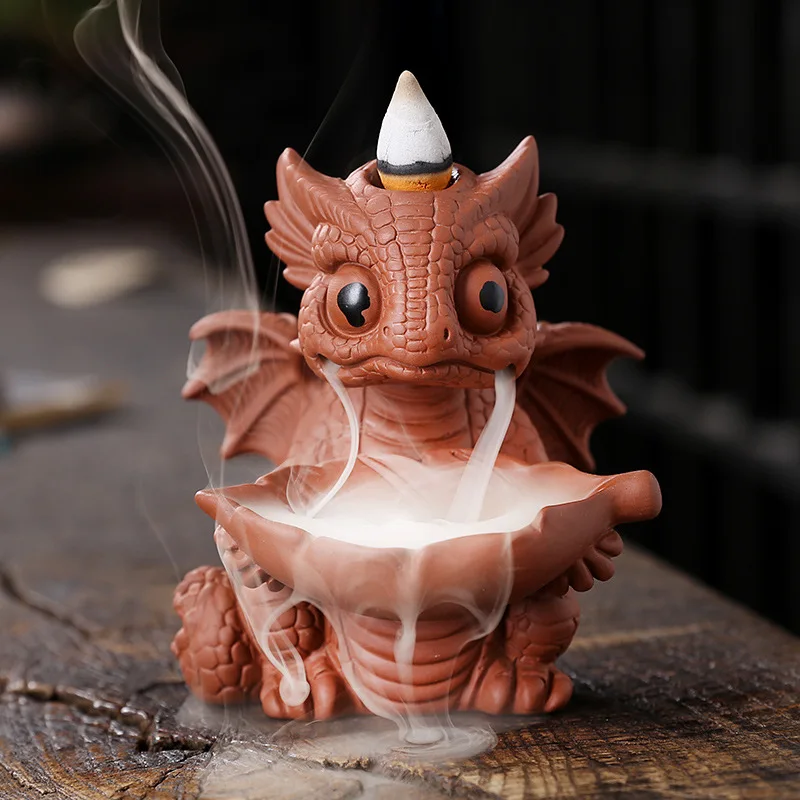 

Purple Clay Creative Ornament Sandalwood Dinosaur Backflow Incense Burner Dragon Baby Smoke Furnace Home Accessories