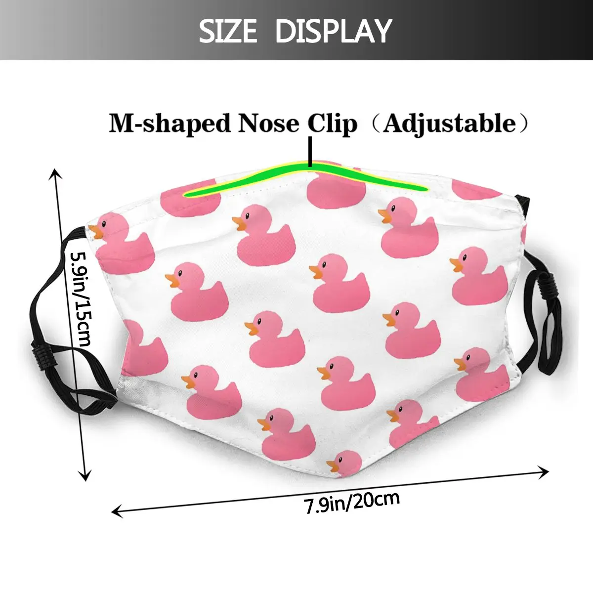Pink Adult Mask Rubber Duck Adjustable Wasbaar Pattern Cotton Respirator With Filters |