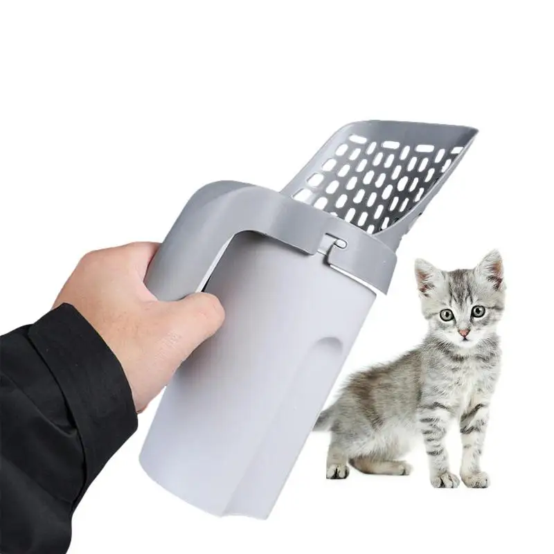 

Портативный Съемный ковш для кошачьего туалета, устройство для сбора кошачьего наполнителя с контейнером для мусора и 4 роликовыми пакетами, для дома и автомобиля