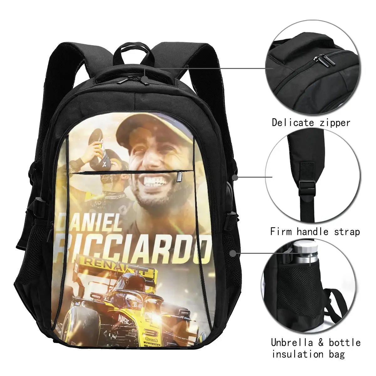 Туристический рюкзак для ноутбука Daniel Ricciardo 3 деловой водостойкий с USB-портом