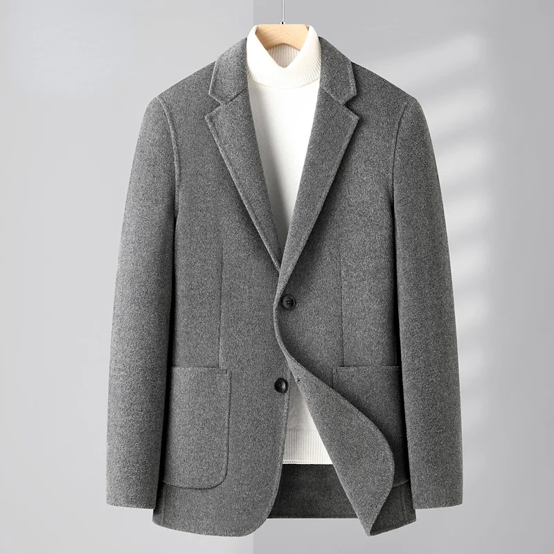 

Мужская коллекция осень-зима 2024, Новые короткие куртки из смесовой шерсти, Мужская Повседневная Деловая верхняя одежда, мужская приталенная шерстяная ветровка, пальто W49