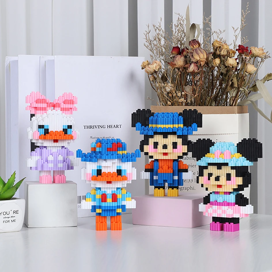 

Kawaii Anime Building Block Mickey Mouse Minnie Cartoon Daisy Donald Duck Bricks Assembly Puzzle Toy Blocks For Kids Gifts