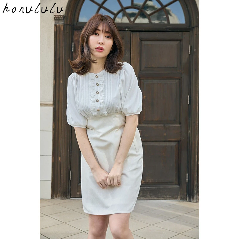 

2022 summer new Japanese style Kojima Yangna Niangniang same style stitching slim solid color dress female