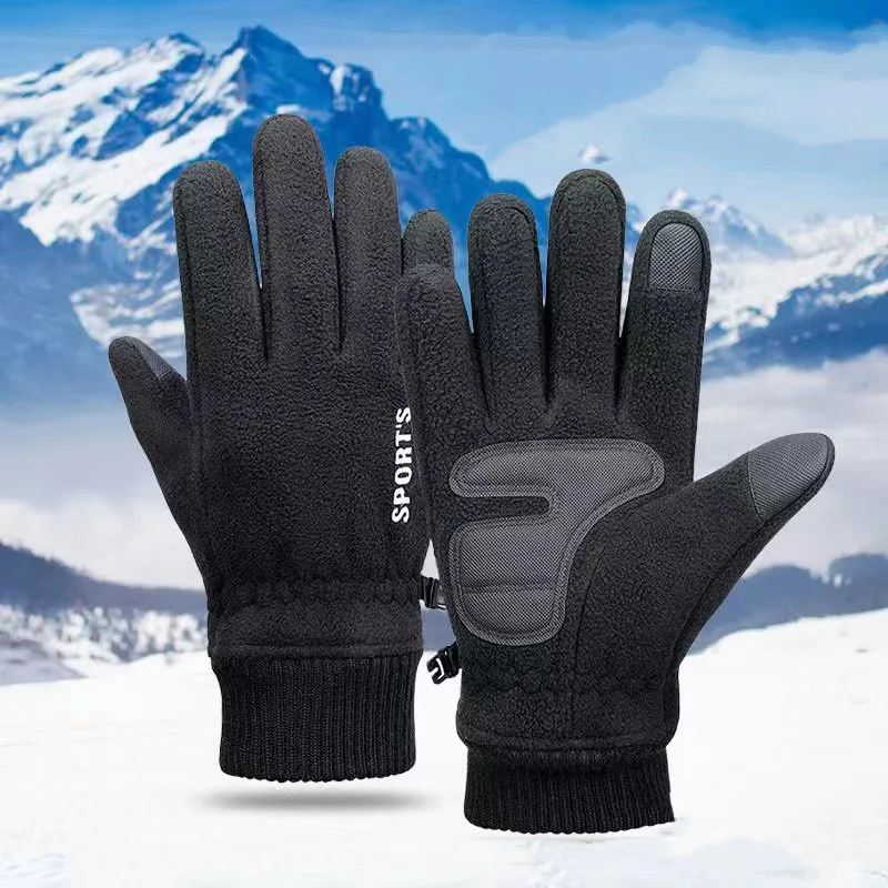 

Men Women Winter Polar Fleece Silica Gel Non Slip Touch Screen Driving Mitten Plus Velvet Thick Warm Sport Cycling Glove