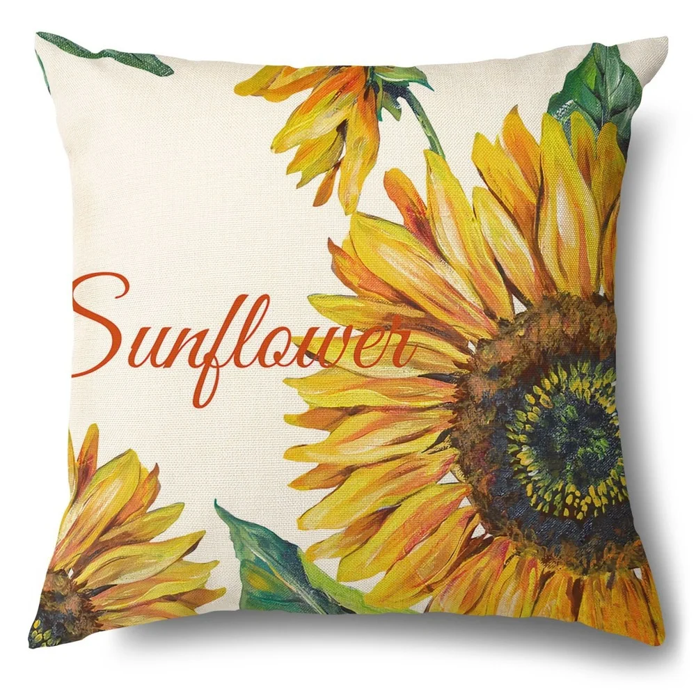 

Sunflower Pillow Cover Fall Thanksgiving Decorative Cushion Cover Autumn Farmhouse Home Sofa Decor Pilow Case Flowers Pillowcase