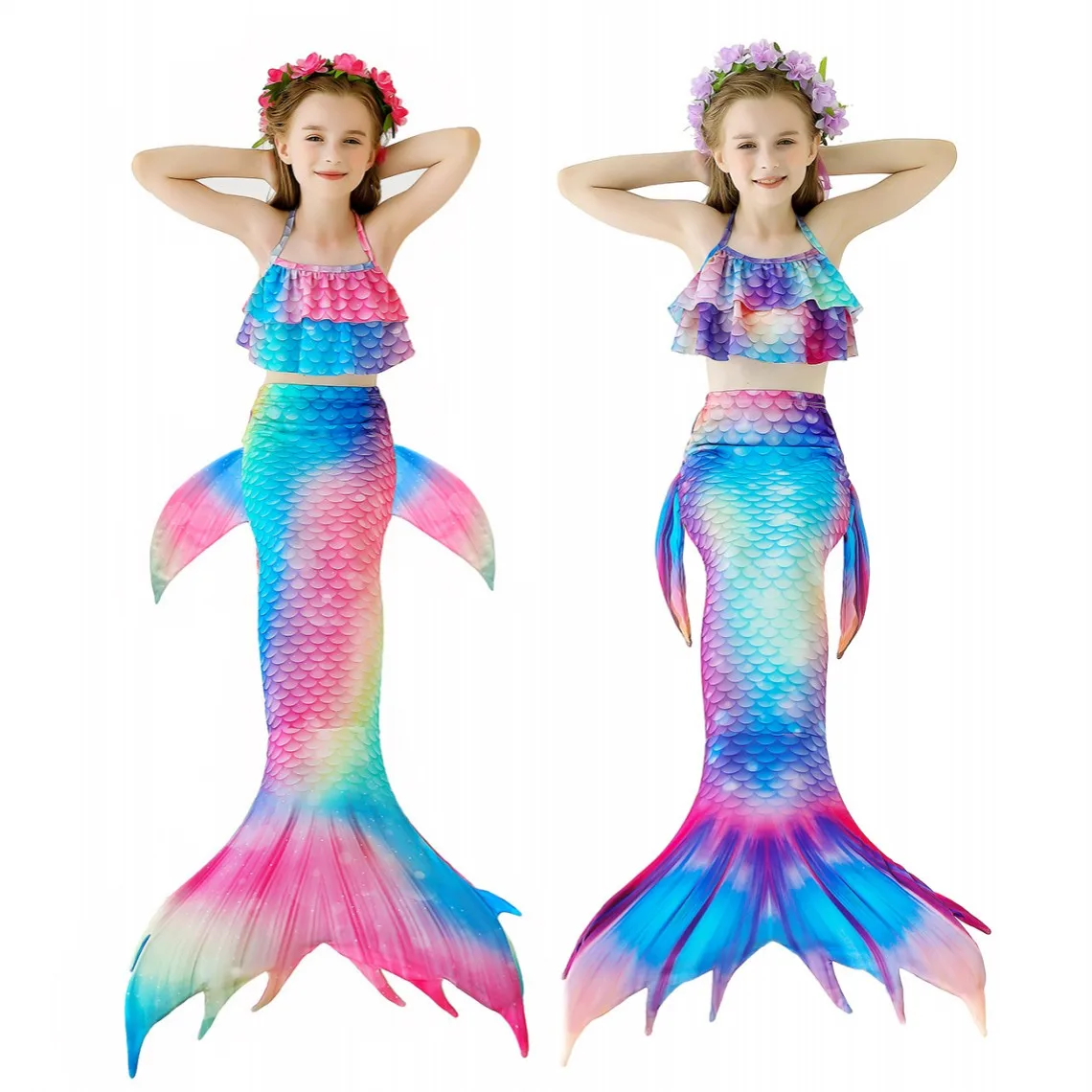 

Новинка, 5 шт./компл., детский костюм Русалочки для девочек, пляжная одежда для косплея, милая пляжная одежда для купания