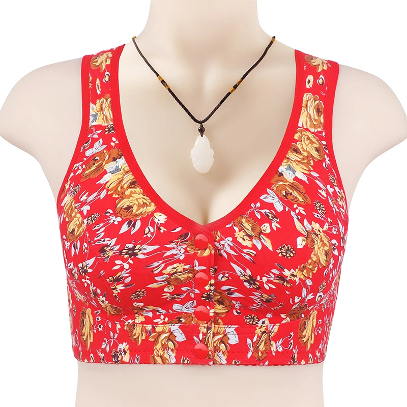 

Floral Printed Bra Cotton Women Front Closure Push Up Bras Wire Free Underwear Confortable Bright Flowers Bralette Lingerie Vest